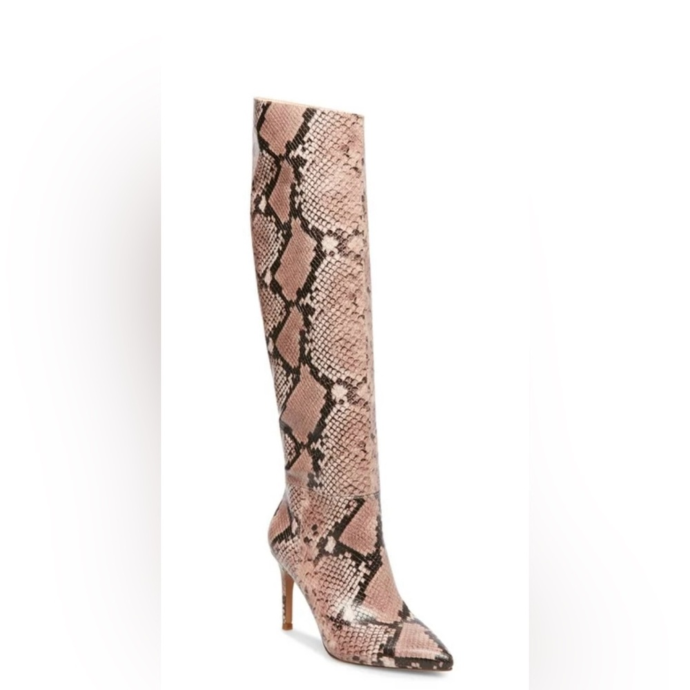 Steve Madden Pink Snake-Print Knee Boot